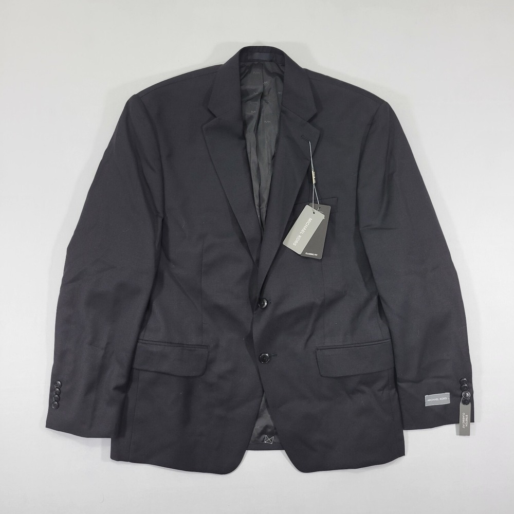 Michael Kors Kaplan Men's Sport Coat Blazer Two Button Black Twill Wool 40S NEW